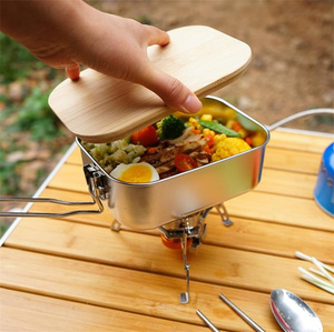  free shipping * stylish. necessities portable 304 made of stainless steel lunch box outdoor bamboo cutting board cover lunch box 