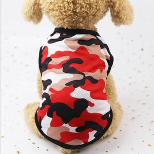  camouflage pattern L size red mesh ventilation dog clothes tank top T-shirt dog wear small size dog 