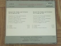 【クラシックCD】モーツァルト　「ヴァイオリン協奏曲 第3番 KV216」「ヴァイオリン協奏曲 第5番」v:ムター/揮:カラヤン/ベルリン・フィル_画像2