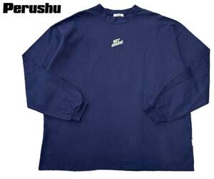 【1000円〜】★Perushu ペルーシュ GET DRUNK スウェット トレーナー ブルー メンズ L ham-30