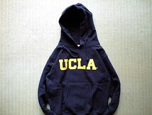 即決 綺麗な状態 Lサイズ USA製 赤タグ 肉厚 12.5oz UCLA 別注 Champion REVERSE WEAVE プルオーバー パーカー ダークネイビー_画像5