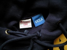 即決 綺麗な状態 Lサイズ USA製 赤タグ 肉厚 12.5oz UCLA 別注 Champion REVERSE WEAVE プルオーバー パーカー ダークネイビー_画像2