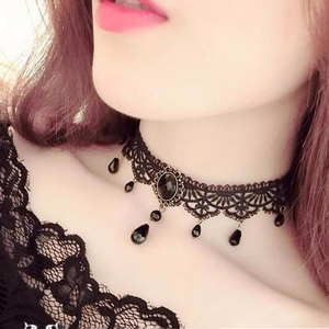  race choker black race accessory necklace lady's black Stone Choker stylish elegant 