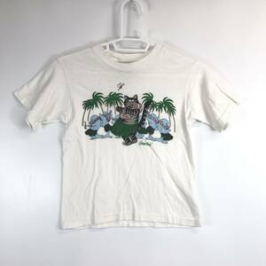 90s USA製 クリバンキャット 半袖Tシャツ ホワイト キッズSサイズ 両面プリント