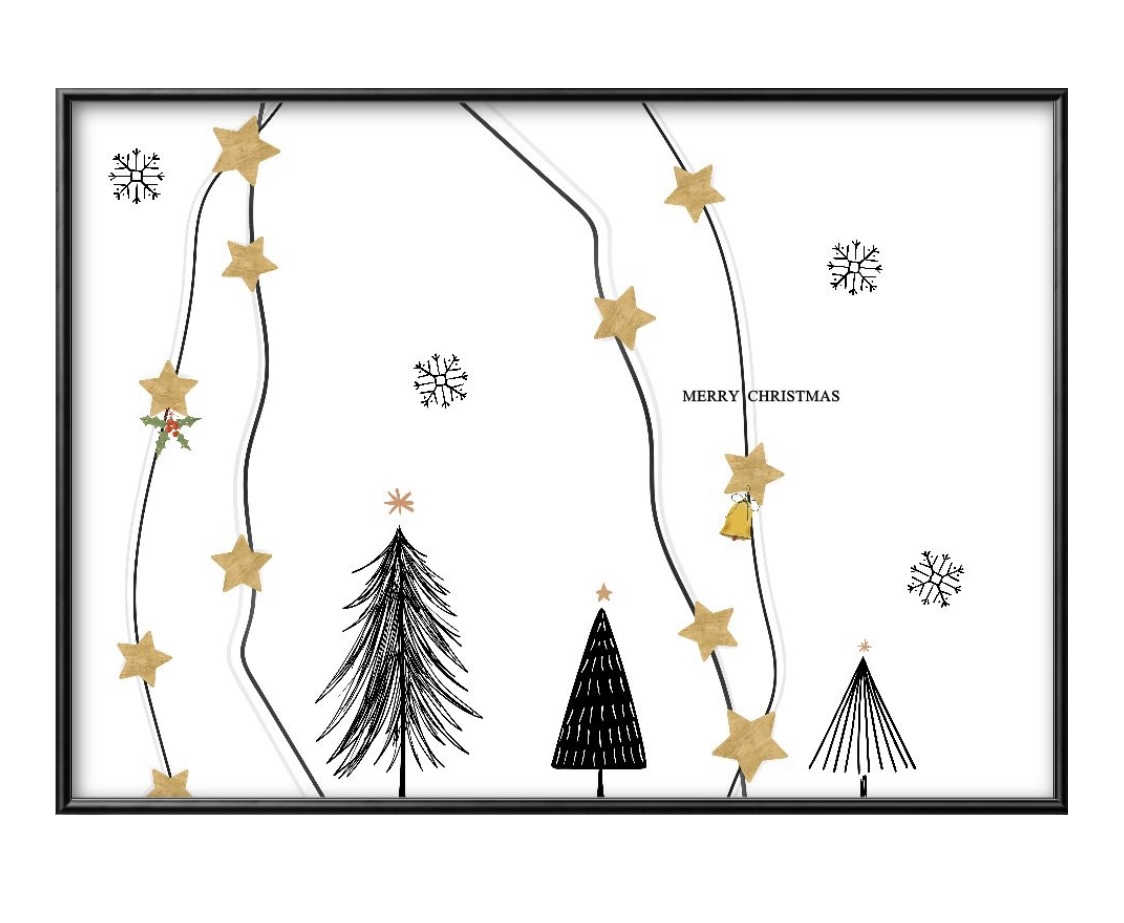 1-8628 ■شحن مجاني!! ملصق فني اللوحة A3 حجم شجرة عيد الميلاد التوضيح تصميم ورقة ماتي الاسكندنافية, مسكن, الداخلية, آحرون