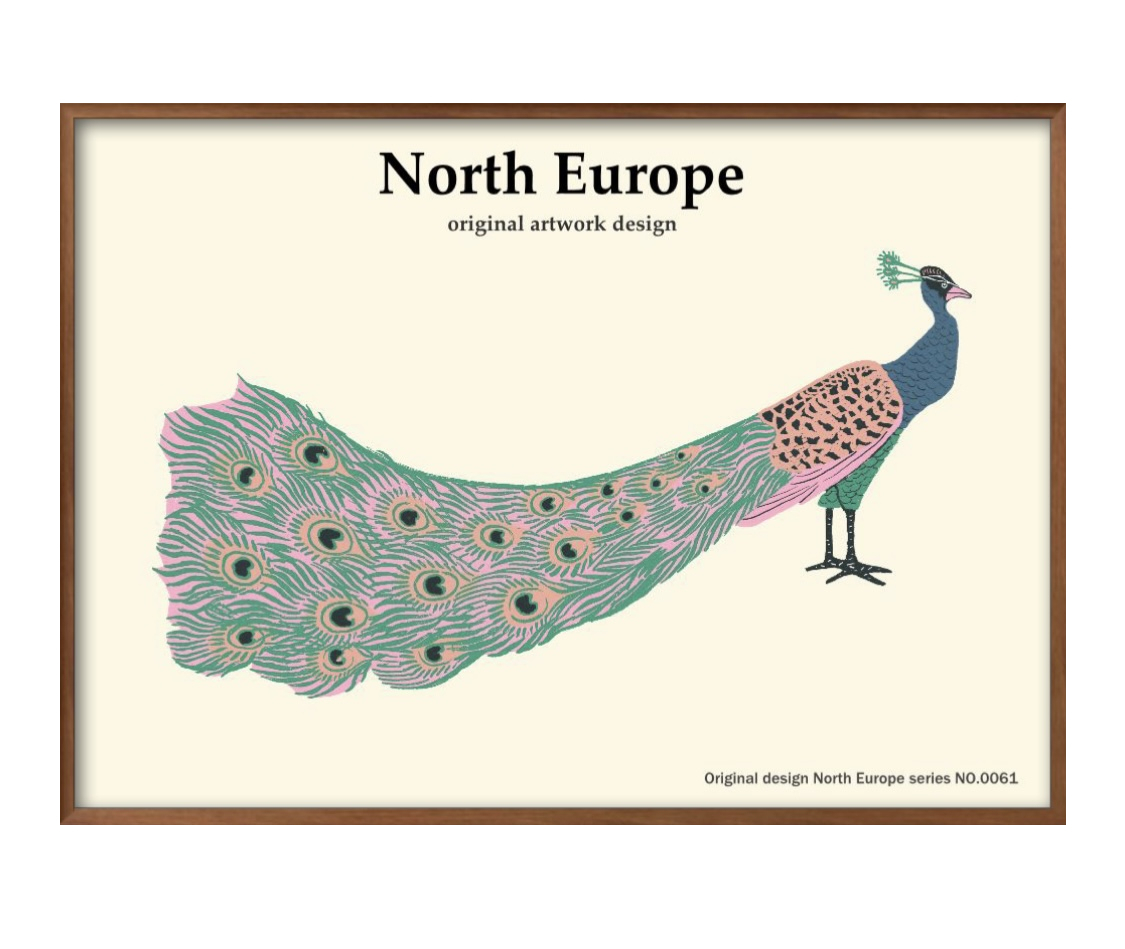 1-7744 ■ Free shipping!! Art poster painting A3 size Peacock illustration design Nordic matte paper, Housing, interior, others