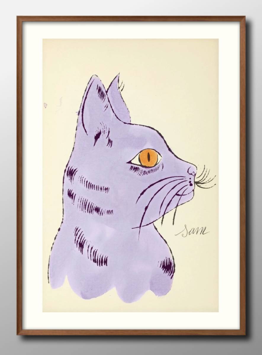 12963 ■ ¡Envío gratis! Póster Artístico con pintura tamaño A3, diseño de ilustración de gato Andy Warhol, papel mate escandinavo, residencia, interior, otros