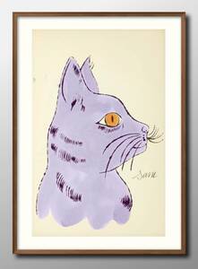 Art hand Auction 12963 ■ Free shipping!! Art poster painting A3 size Andy Warhol Cat illustration design Nordic matte paper, Housing, interior, others