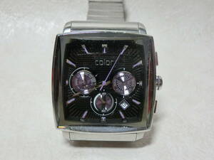【№1136-O6004◎】中古品：color CR008M-BK1 秒針パープル メンズ腕時計 稼働品　目たち物はありません、
