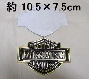 【新品・即決】ハーレー ダビットソン エンブレム ステッカー ゴールド HARLEY 大 10.5cm*7.5cm