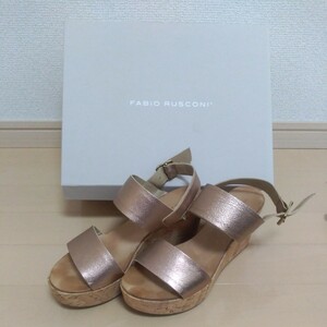 FABIO RUSCONI fabio rusko-ni strap sandals cork heel shoes size 37 bronze box equipped 