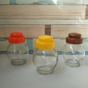 ガラス容器 キャンディポット3コ 気泡ガラス 空き瓶 保存容器 