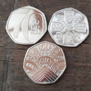 3種類 エリザベス女王 新デザイン イギリス 英国本物50ペンスコインイギリス 英国 コイン
