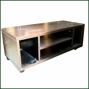  used * television stand * wood grain Brown with casters . painting peeling off etc. have 85×35×32 417