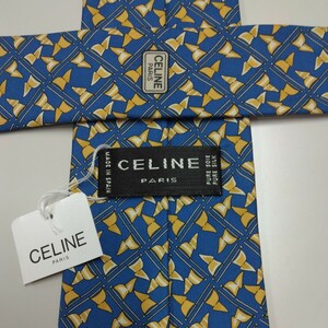 CELINE セリーヌ ネクタイ 旗 フラッグ柄 青色系 タグ付き新品
