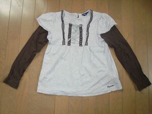  Pom Ponette * gray × tea color. piling put on manner long sleeve cut and sewn *150