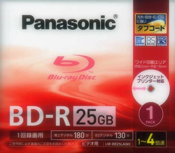 Panasonic パナソニック 録画用BD-R 原産国 日本 LM-BR25LAWC 1枚パック 