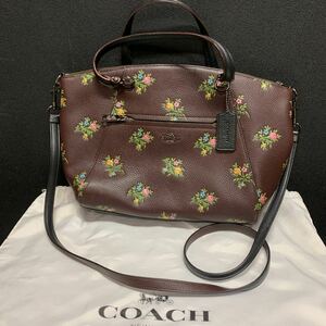 未使用　コーチ　2wayバッグ ショルダー紐 レザー ハンドバッグ　ショルダーバッグ　COACH 花　美品　(a)