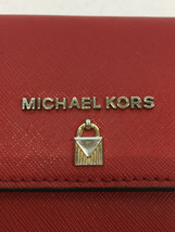 MICHAEL KORS◆長財布/レザー/RED/無地/レディース/32F7GF6E9L/レッド/状態考慮/中古/_画像3