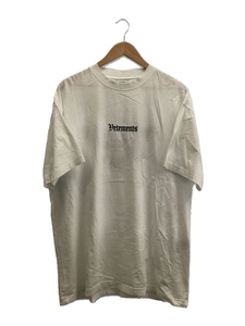 VETEMENTS◆20AW/ロゴエンブロイダリーオーバーサイズTee/バックプリント/L/コットン/WHT