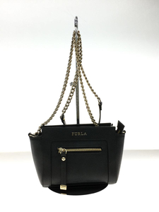 FURLA◆GINEVRA/ショルダーバッグ/レザー/BLK/チェーン/エレガンス