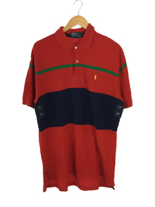 POLO RALPH LAUREN◆ポロシャツ/L/コットン/RED/無地