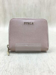 FURLA◆スモールジップ アラウンド/2つ折り財布/レザー/PNK/無地/レディース