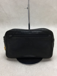 LOEWE◆ポーチ/レザー/BLK