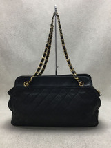 CHANEL◆ショルダーバッグ/レザー/BLK/無地/マトラッセ/チェーンショルダー_画像4