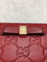 GUCCI◆長サイフ_グッチシマ/レザー/RED_画像3