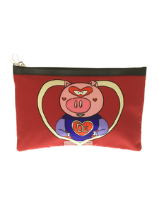 DOLCE&GABBANA◆PIG LOVE FDO.ROSSO/セカンドバッグ/ナイロン/BLK/BP2261