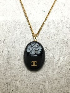 CHANEL◆OLD/ココマークネックレス/02P/BLK/黒/オールド/アクセサリー/チェーン