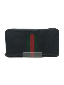 GUCCI◆グッチ/長サイフ_ウェブ_グッチシマ/レザー/BLK/メンズ/408831