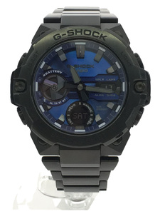 CASIO◆ソーラー腕時計_G-SHOCK/デジアナ/BLU/BLK