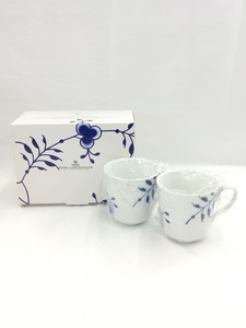 ROYAL COPENHAGEN◆BLUE FLUTED MEGA/ペア/マグカップ/箱有/洋食器その他/2点セット/WHT