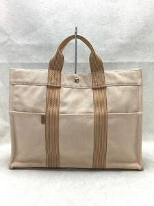 HERMES◆ニューフールトゥMM/トートバッグ/キャンバス/ORN/