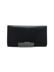 PRADA* long wallet / leather /BLK/ plain 