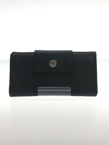 BVLGARI◆長財布/レザー/BLK/無地/メンズ