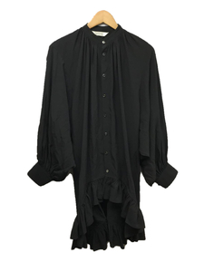 beautiful people◆double-end viscose poplin frill blouse/36/アセテート/BLK/2022