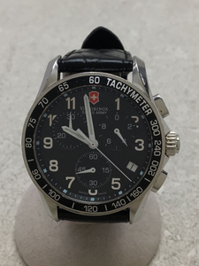 VICTORINOX SWISS ARMY◆クォーツ腕時計/アナログ/BLK/ベルト非正規品/表面小傷あり/241122