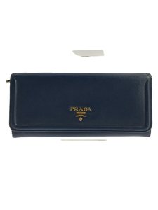 PRADA◆長サイフ/牛革/BLU/レディース