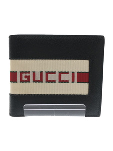 GUCCI◆2ツ折サイフ_ウェブ/レザー/BLK/メンズ