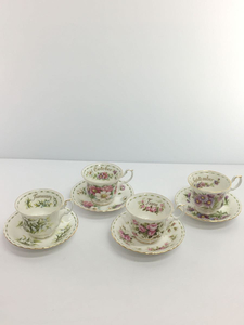 Royal Albert◆カップ&ソーサー/4点セット/WHT/COSMOS/フラワーオブザマンス/Royal Albert