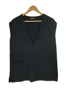 DRAWER*9G wool cashmere milano braided V neck knitted gilet /-/ wool /BLK/ plain /6518-105-0497