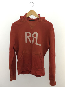 RRL◆パーカー/M/コットン/RED/無地/ロゴ/色褪せあり