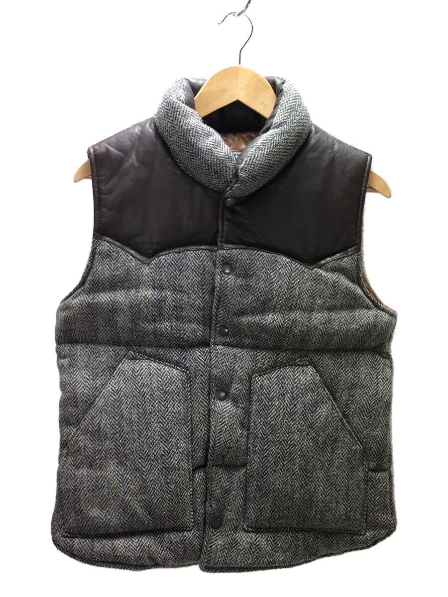 未使用 98年 UK製 Harris Tweed 切り替え ダウンベスト L-