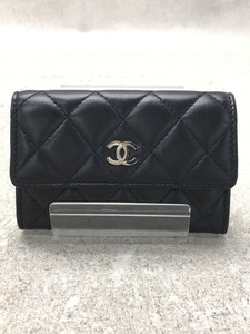 CHANEL◆カードケース/レザー/BLK/無地/レディース/A50169