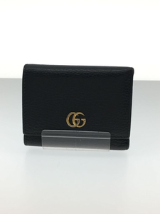 GUCCI◆3つ折り財布/レザー/BLK/無地/レディース/GGプチマーモント