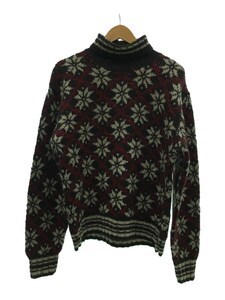 J.CREW◆Vintage/タートルネック/雪柄/セーター(厚手)/L/ウール/ブラウン/総柄