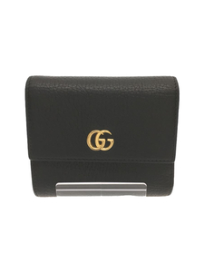 GUCCI◆3ツ折サイフ_GGマーモント/レザー/BLK/メンズ